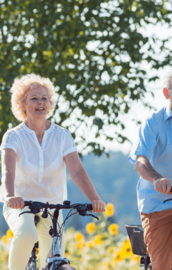 A happy aging couple enjoying good health.